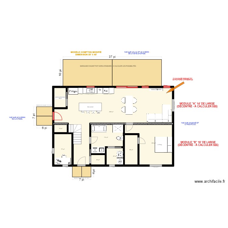 GUY PROTEAU ET JOHANNE GENDRON - COMPTON MODIFIÉE - 14 Mai 2024. Plan de 9 pièces et 112 m2