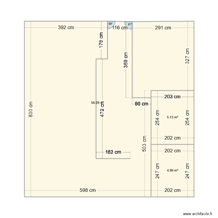 Maison1. Plan de 3 pièces et 66 m2