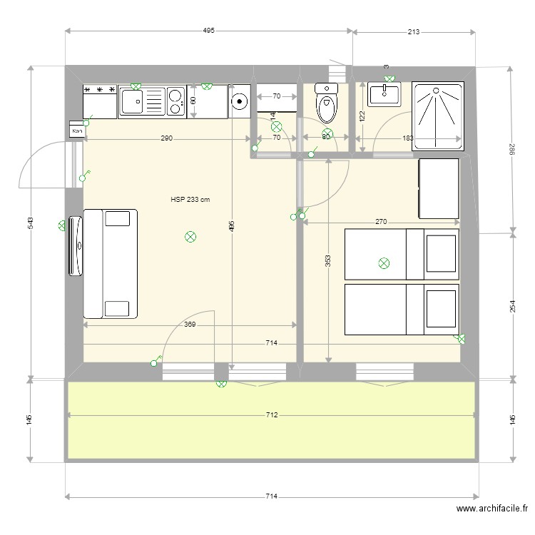 plan 8. Plan de 6 pièces et 40 m2