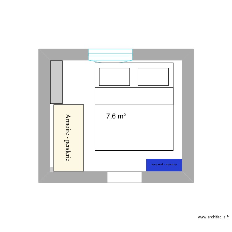 Chambre. Plan de 1 pièce et 8 m2