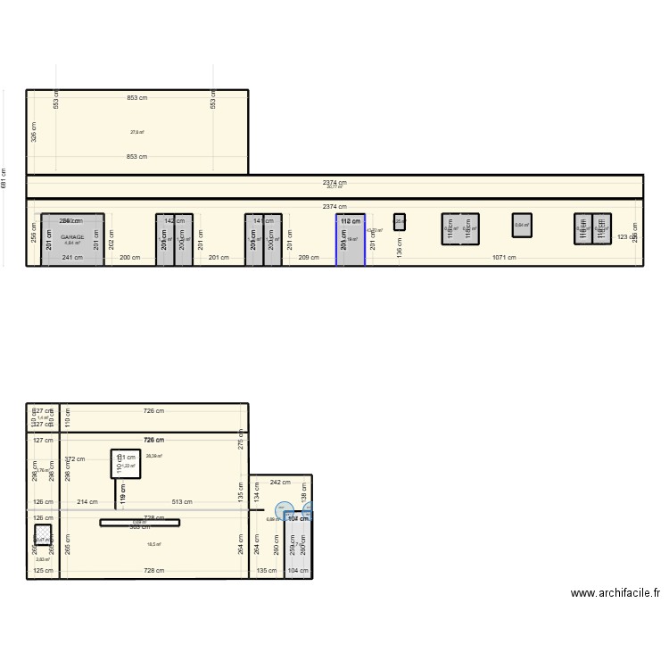 FACADE maison . Plan de 25 pièces et 183 m2