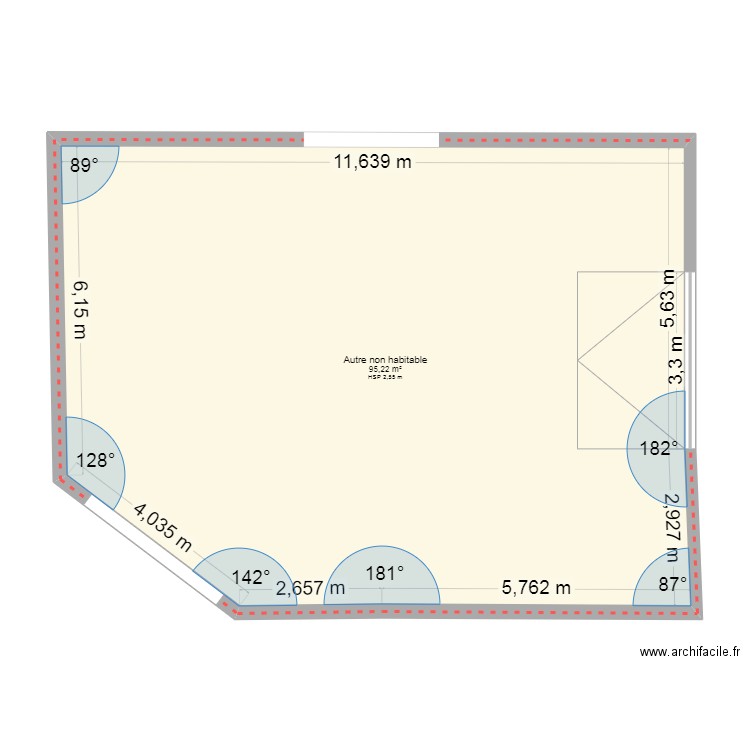 Extension Garage. Plan de 1 pièce et 95 m2