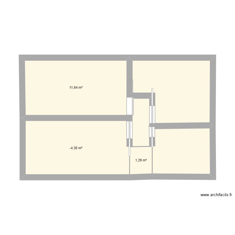 Chambres. Plan de 3 pièces et 24 m2