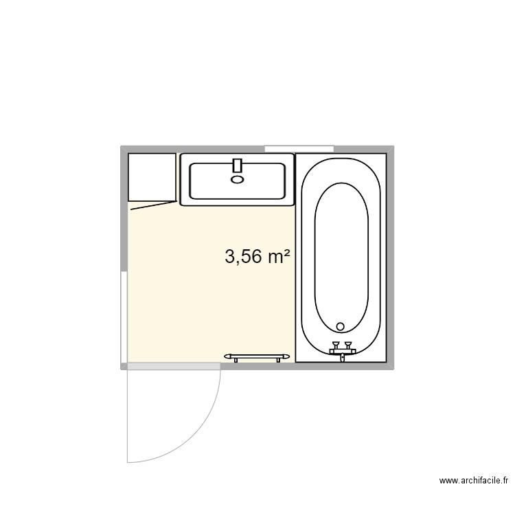 salle de bain lotton. Plan de 1 pièce et 4 m2