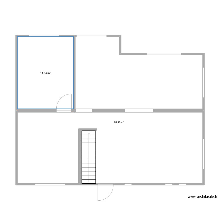 moulin Arche R+1 vierge. Plan de 2 pièces et 92 m2