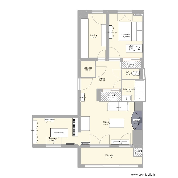 Cagnes sur mer. Plan de 14 pièces et 68 m2