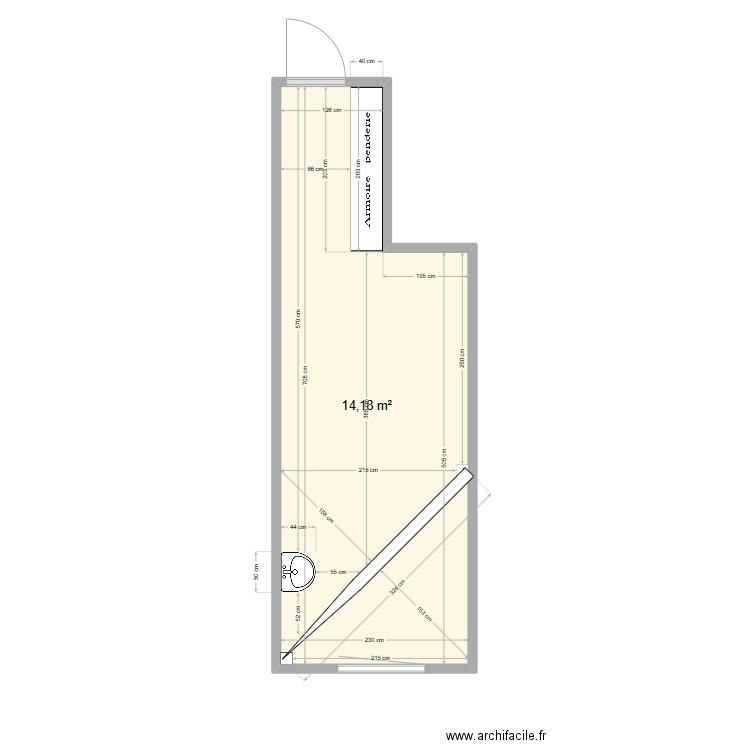 LAGOPEDE. Plan de 1 pièce et 14 m2