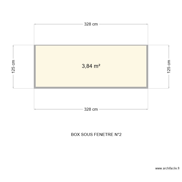 BOX SOUS FENETRE N° 2. Plan de 1 pièce et 4 m2