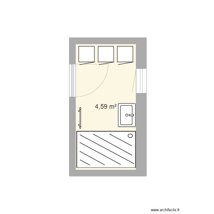 SDB haut 14 bis . Plan de 1 pièce et 5 m2