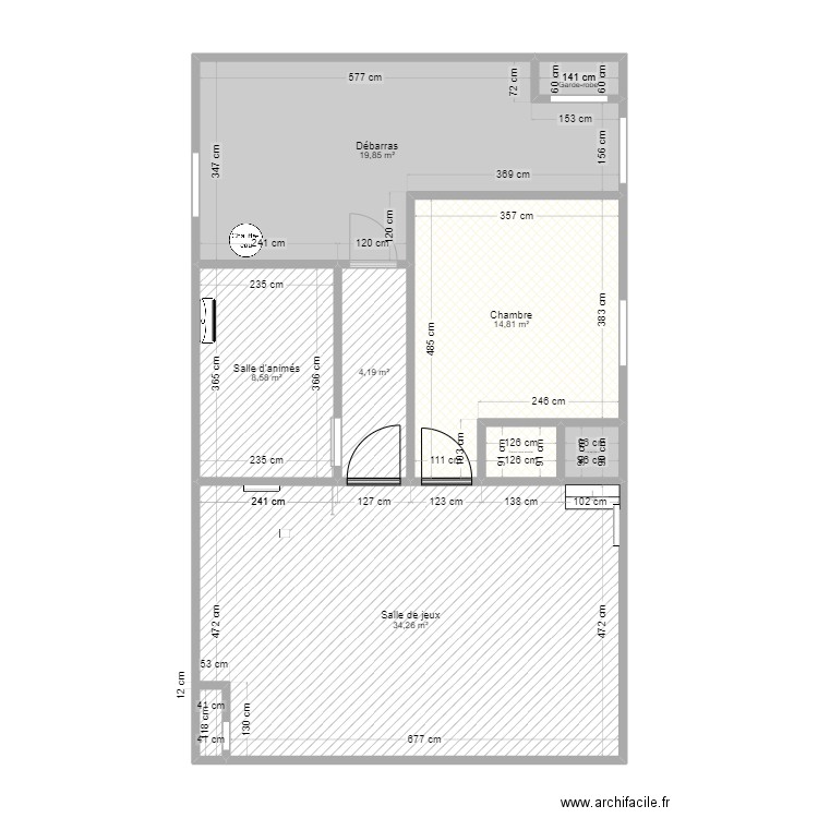 Sous-sol. Plan de 8 pièces et 85 m2