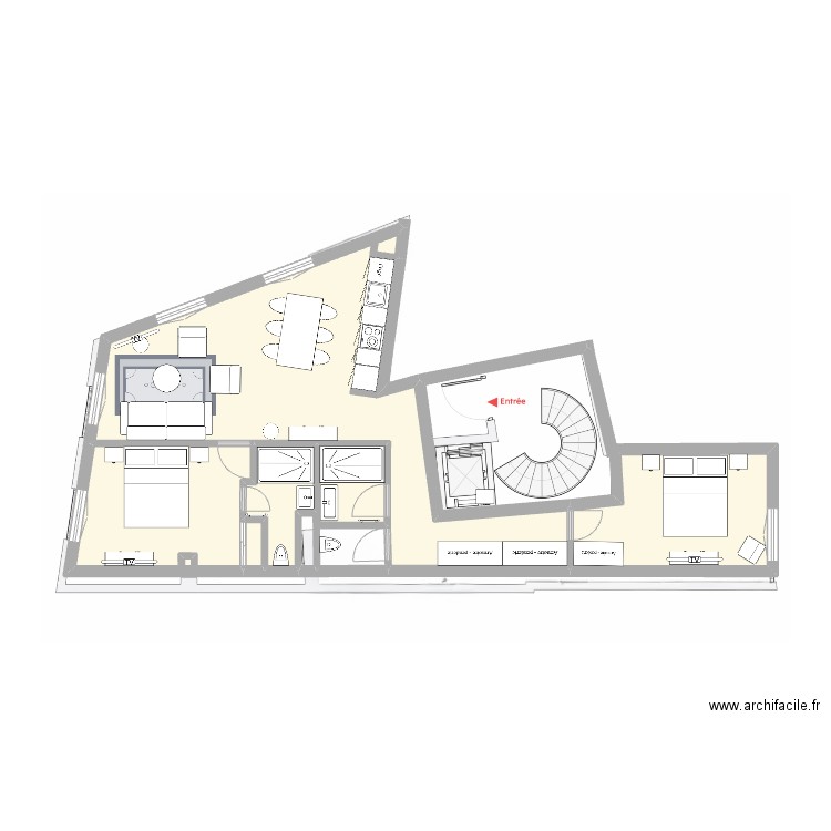 Saint Denis 4. Plan de 6 pièces et 64 m2