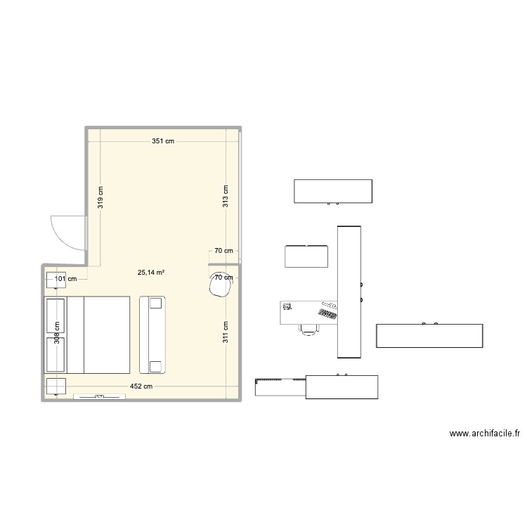 VDA CHAMBRE MASTER 5. Plan de 1 pièce et 25 m2