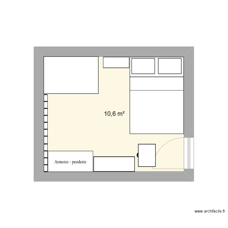 Chambre 2. Plan de 1 pièce et 11 m2