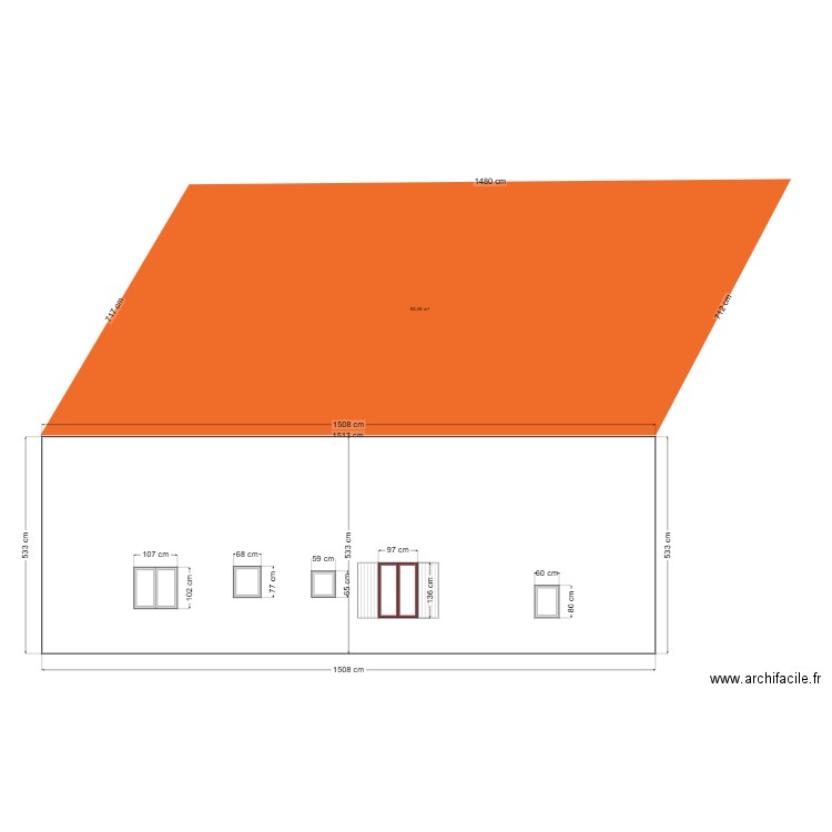 FACADE SUD INITIALE. Plan de 0 pièce et 0 m2