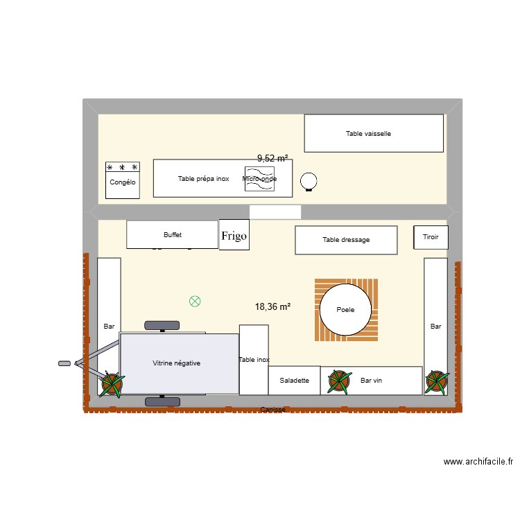 Plan type foire. Plan de 2 pièces et 28 m2