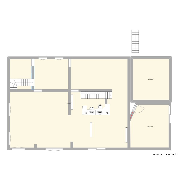 Clinique de la Liberté. Plan de 3 pièces et 180 m2