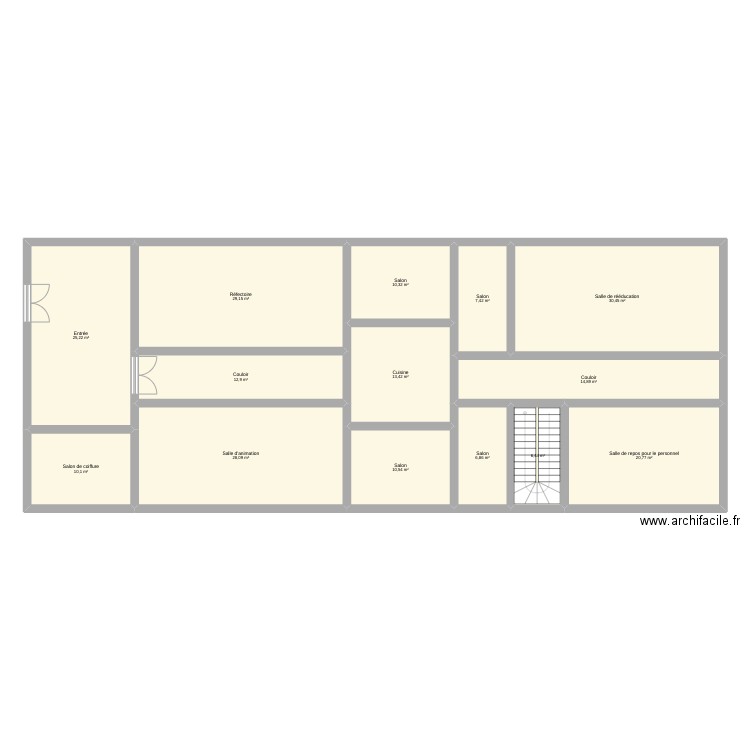 EHPAD_Gale. Plan de 14 pièces et 227 m2