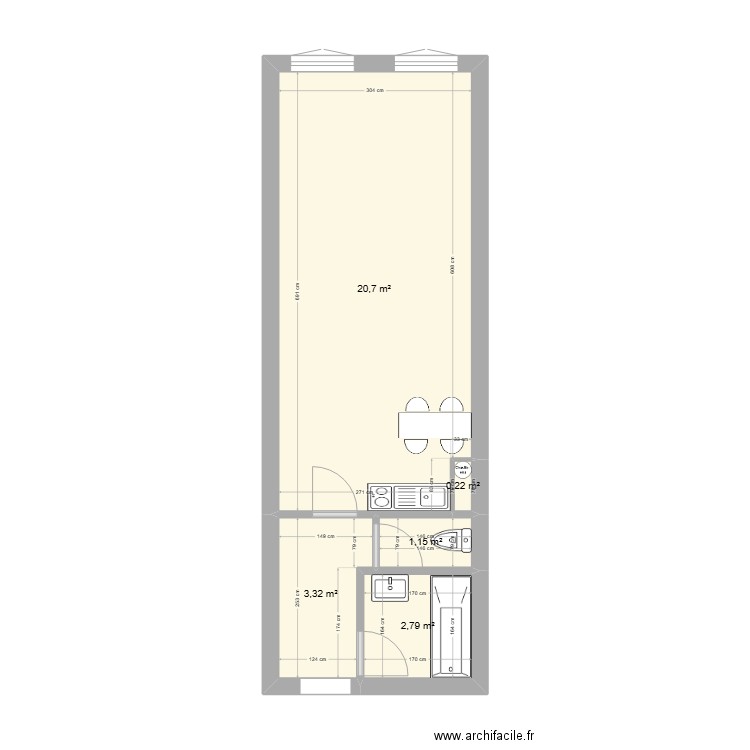 PLAN STUDIO LILLE. Plan de 5 pièces et 28 m2