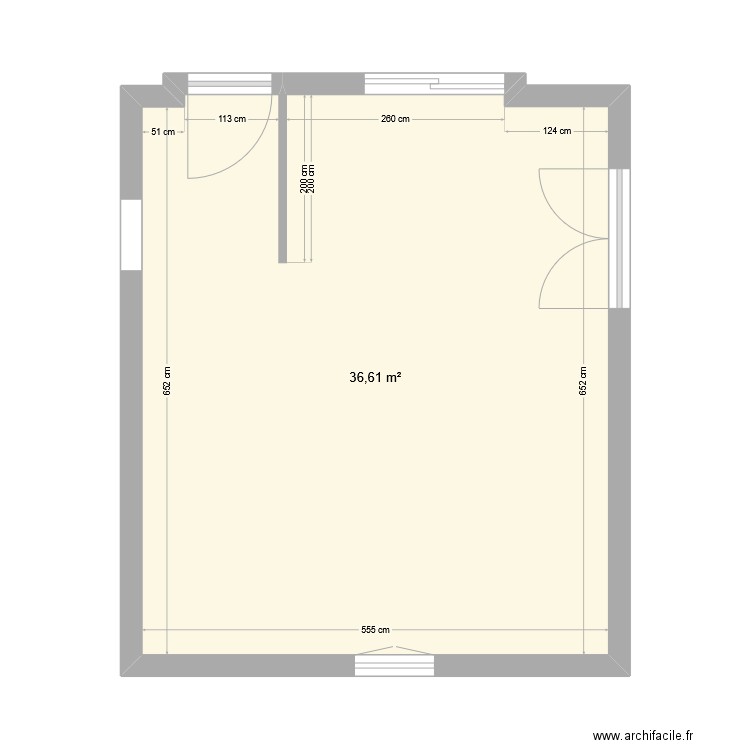 Cuisine. Plan de 1 pièce et 37 m2