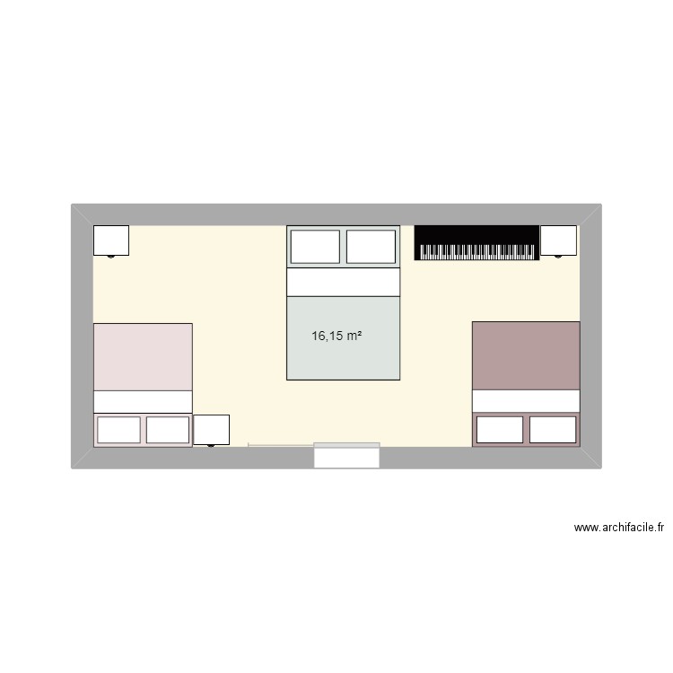 chambre. Plan de 1 pièce et 16 m2