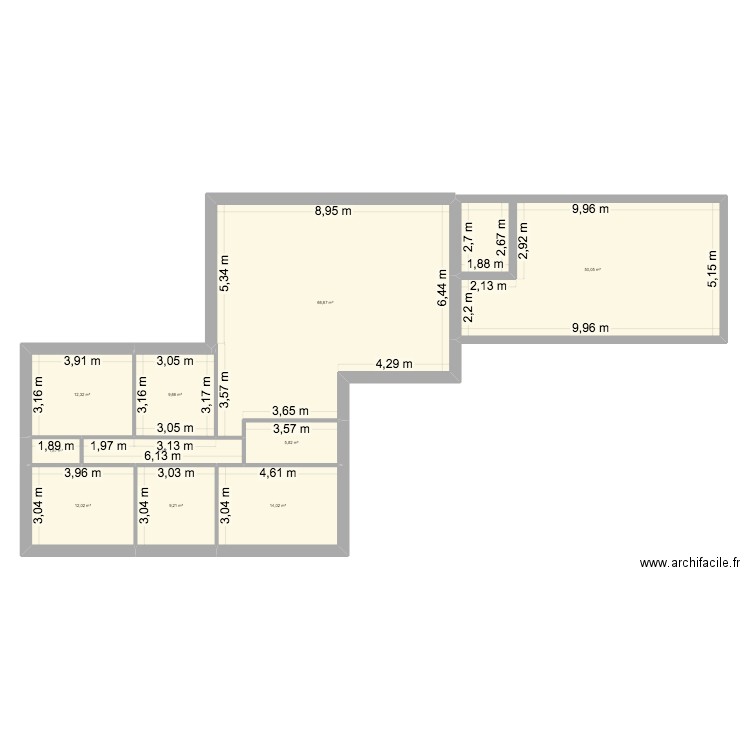 rez de chaussee. Plan de 10 pièces et 188 m2