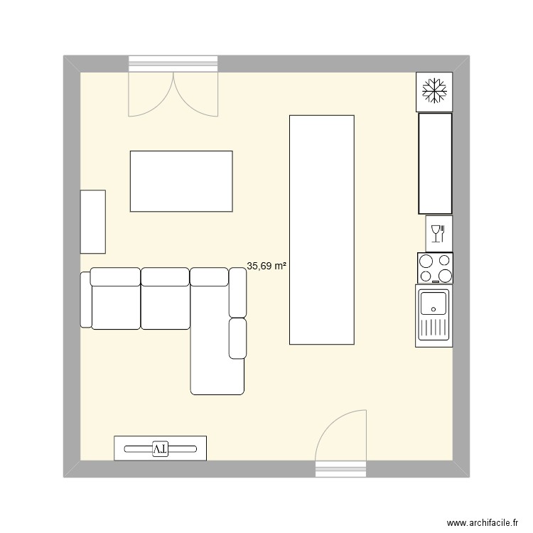 SALON. Plan de 1 pièce et 36 m2