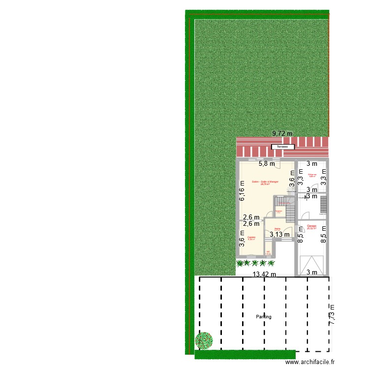 Metz. Plan de 7 pièces et 86 m2