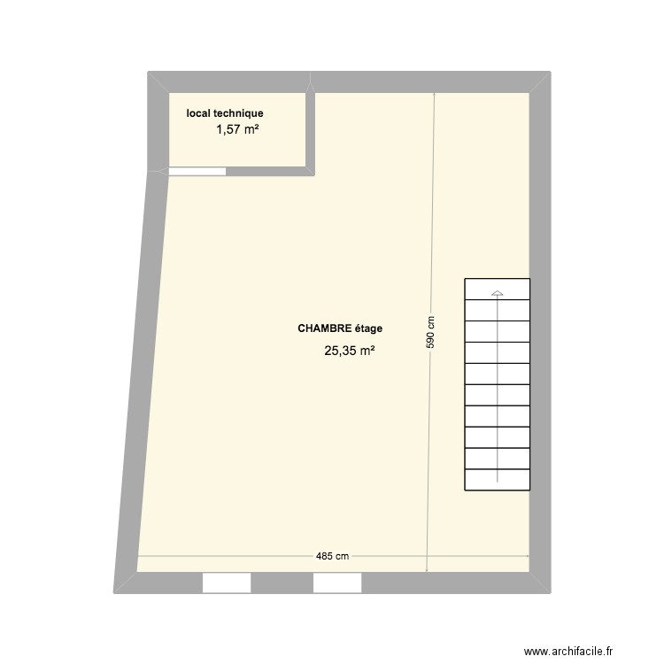 lgt 21 chambre étage. Plan de 2 pièces et 27 m2