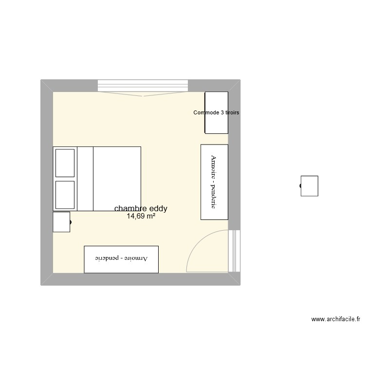 chambre eddy. Plan de 1 pièce et 15 m2