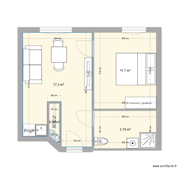 T2 La Seyne gai versant. Plan de 4 pièces et 36 m2