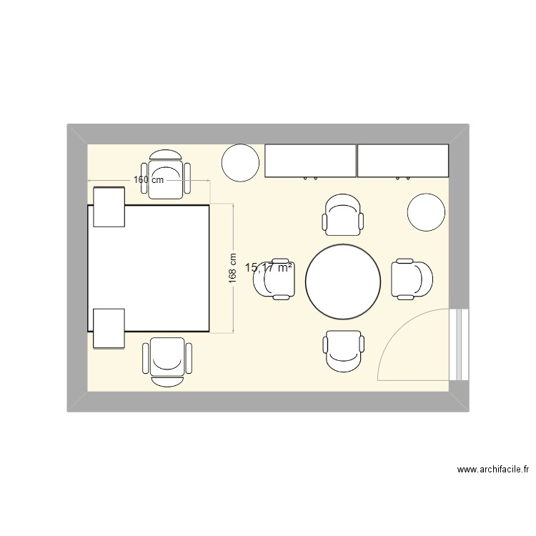 Local Syndical CFDT. Plan de 1 pièce et 15 m2