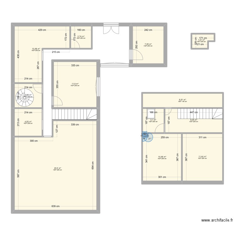 maison. Plan de 14 pièces et 126 m2