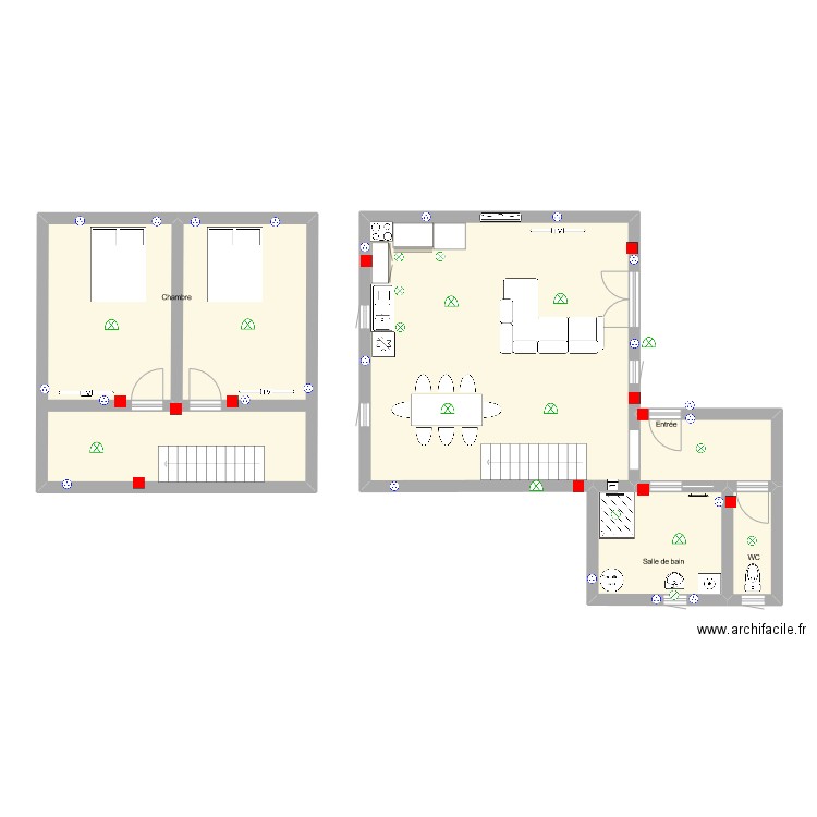 PATAUDIERE. Plan de 5 pièces et 98 m2