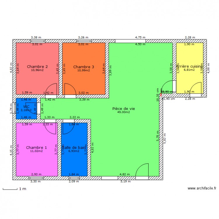 Maison plain pied. Plan de 0 pièce et 0 m2