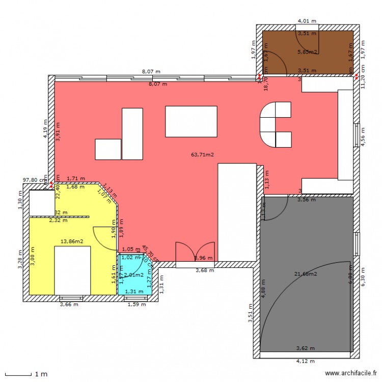 Maison cubique . Plan de 0 pièce et 0 m2