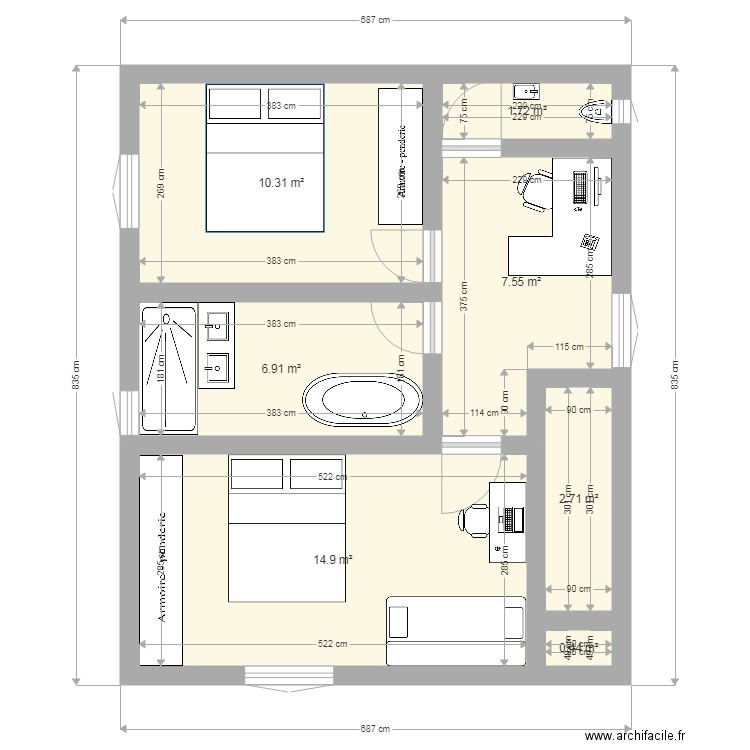 étage escalier demi tour. Plan de 0 pièce et 0 m2