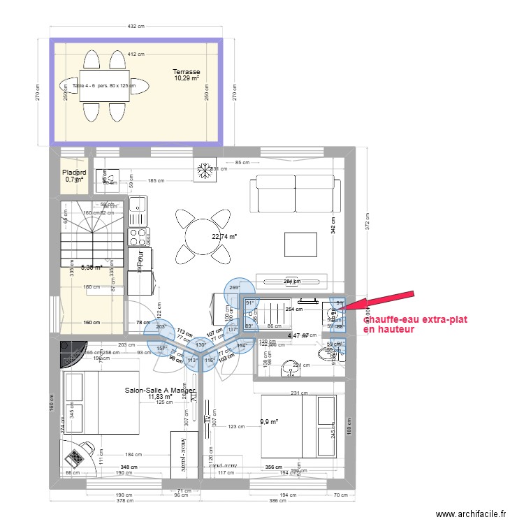 immeuble1 1er/2ème  V4 sol a T3. Plan de 7 pièces et 65 m2