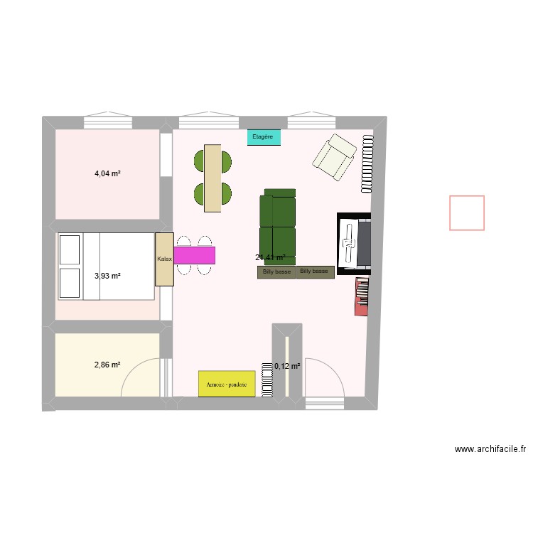 Projet 2. Plan de 5 pièces et 32 m2