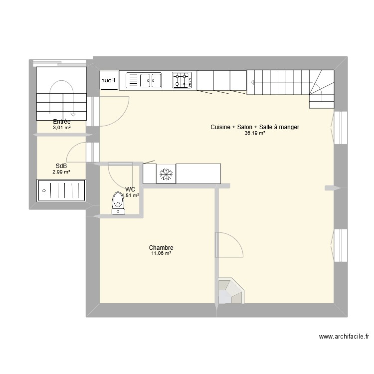 Rdc Maison Plan 5 Pièces 55 M2 Dessiné Par Hellogspleasure