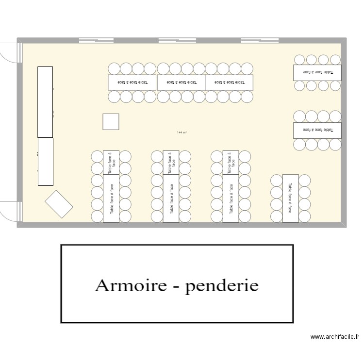 Plan B Salle Des Fêtes - Plan 1 Pièce 144 M2 Dessiné Par Cec76