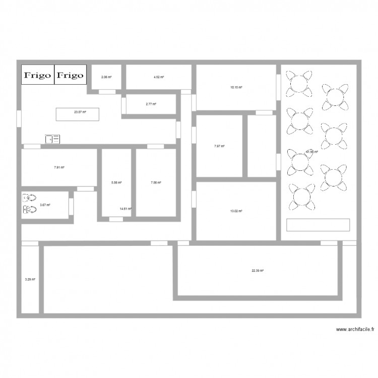 Plan de la cuisine centrale. Plan de 0 pièce et 0 m2