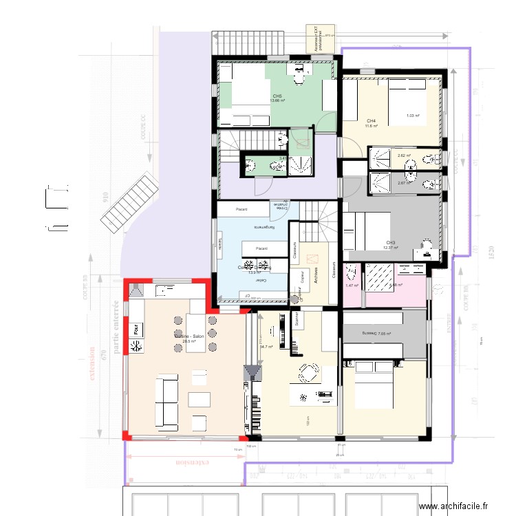 RdC V18 et Etage V18. Plan de 0 pièce et 0 m2