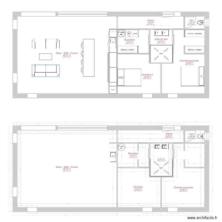 MAISON CATUS. Plan de 14 pièces et 182 m2