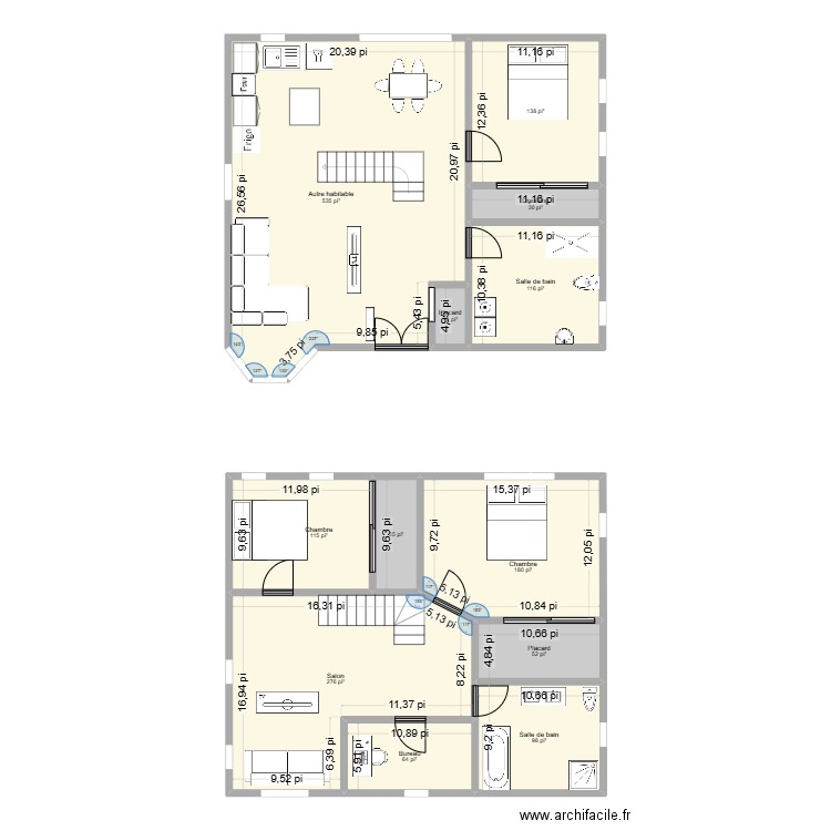 Maison 1. Plan de 12 pièces et 154 m2