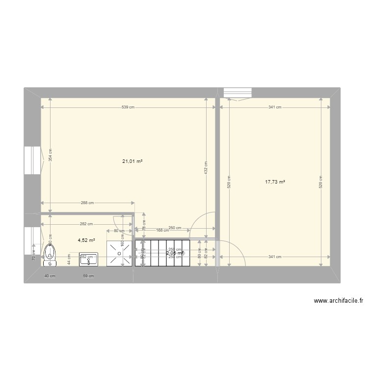 Cécile étage actuel coté. Plan de 0 pièce et 0 m2