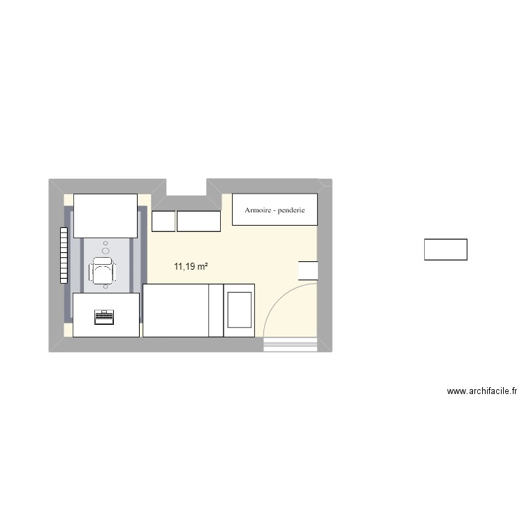 chambre Jules. Plan de 1 pièce et 11 m2