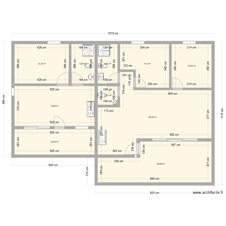 T2 / T3. Plan de 10 pièces et 141 m2