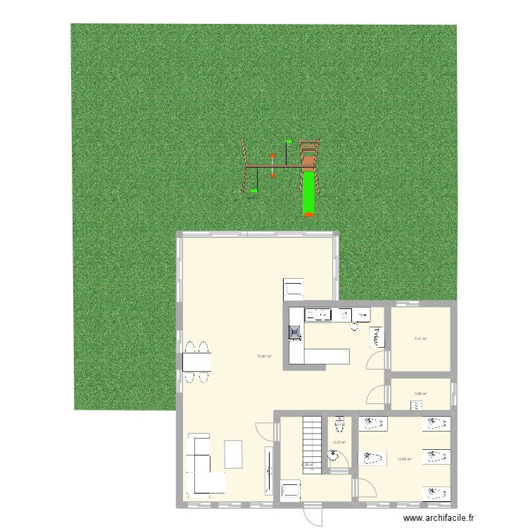 graines de lutins. Plan de 6 pièces et 110 m2