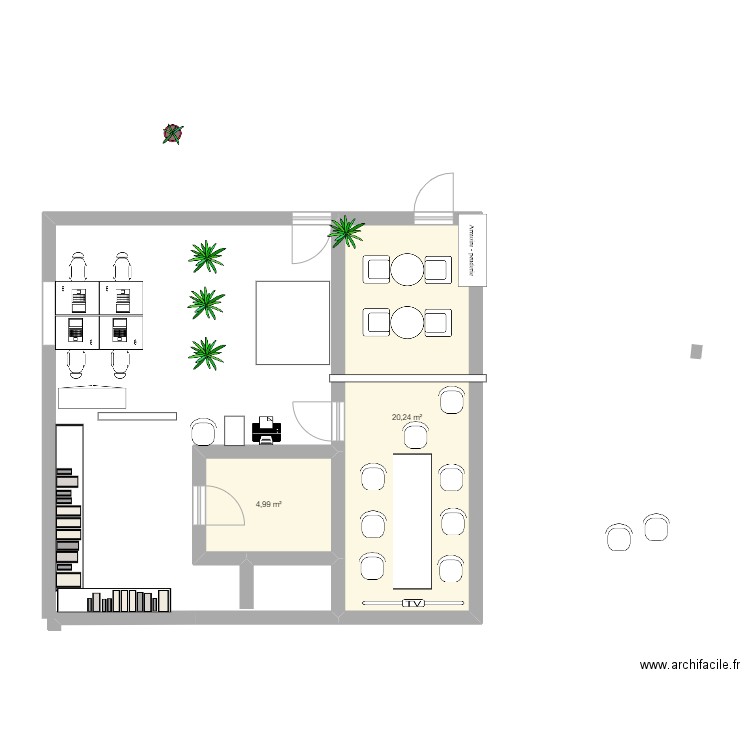 RDJ CHALET. Plan de 2 pièces et 25 m2