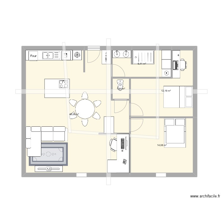 ST MARTIN . Plan de 5 pièces et 82 m2